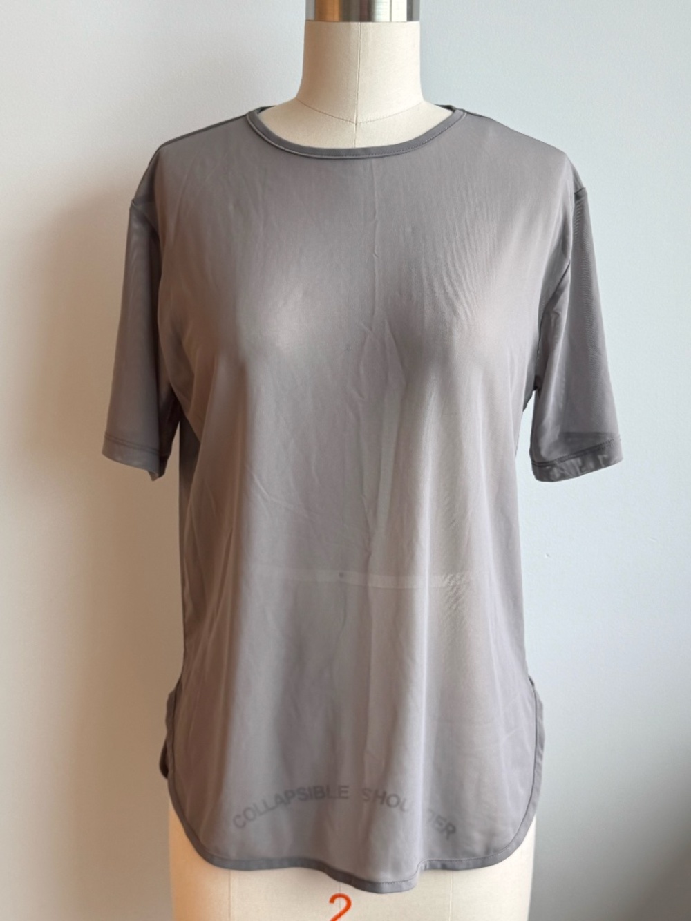 Noli Gray Sheer Mesh Short-Sleeve Tee